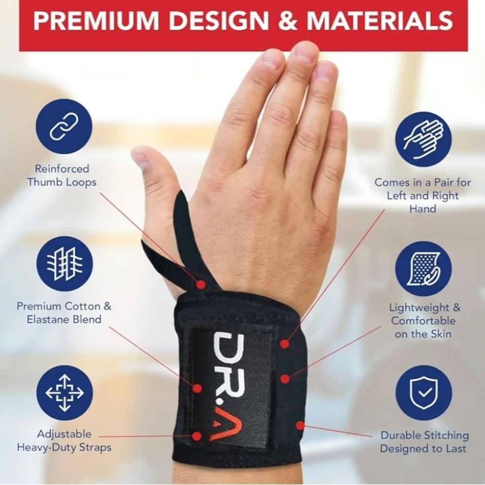 Gym Wrist Wraps/Lifting Wrist Straps - Picture 4 of 5